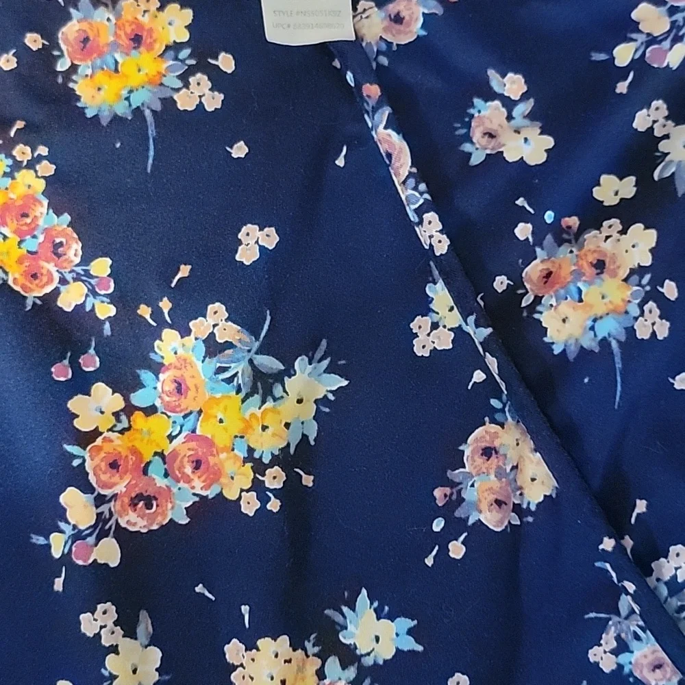 Pink & Violet Girl's Navy Floral Flutter Sleeve Dress - XL (14/16)